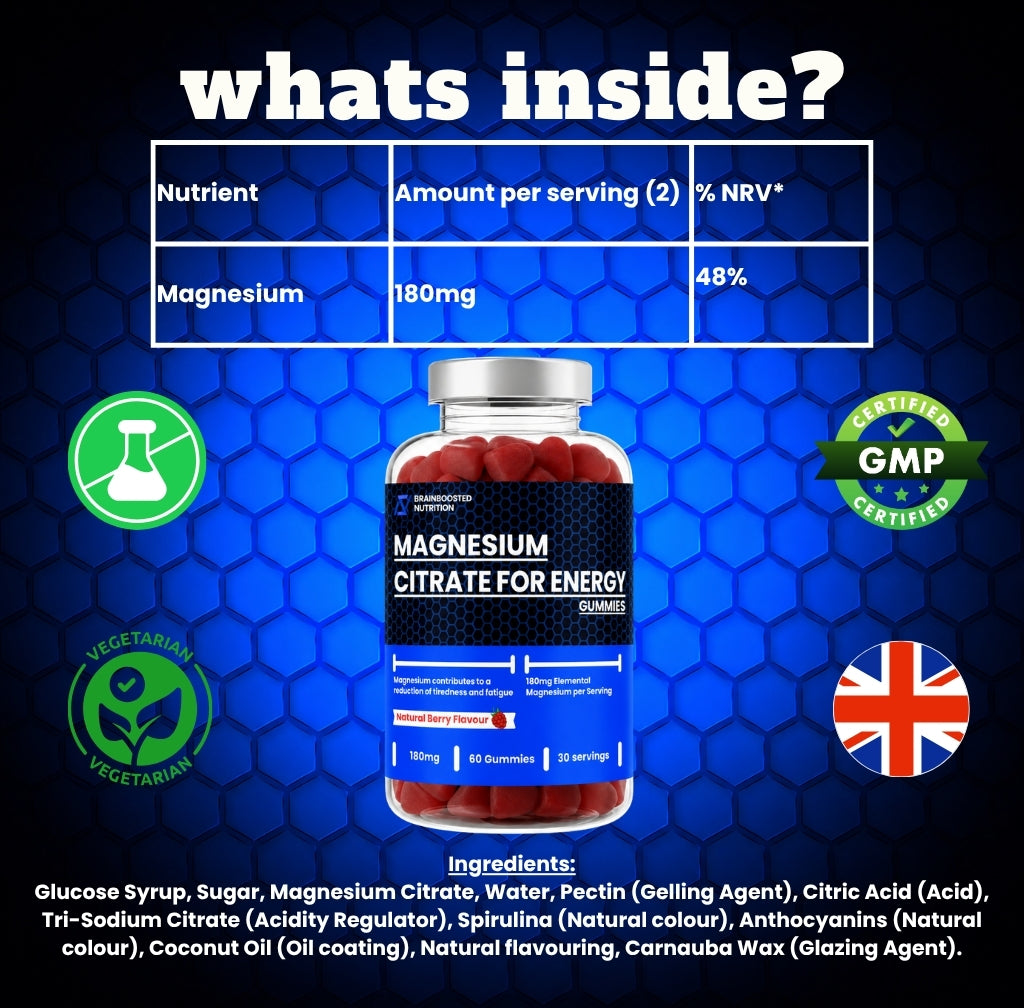 Magnesium Gummies 180mg Elemental Berry Flavour - 60 Gummies