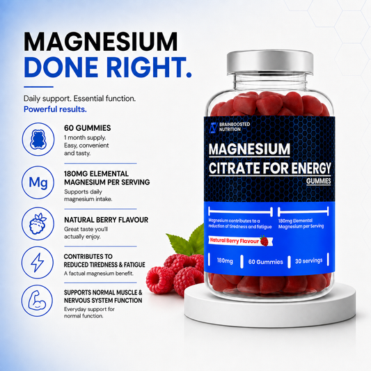 Magnesium Gummies 180mg Elemental Berry Flavour - 60 Gummies