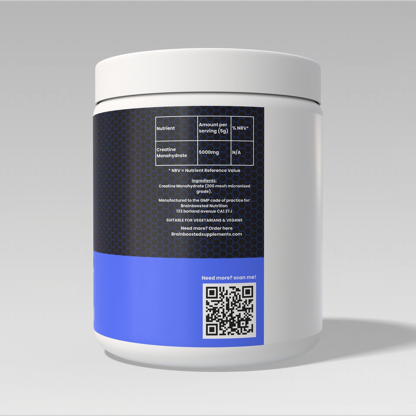 Creatine Monohydrate Powder 500g | 200 Mesh Micronised | 100 Servings | 5g Per Serving | Unflavoured