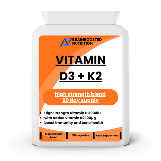 Vitamin D3 + K2 – Strong Bones & Immune Support – 90 Capsules - BrainBoosted Nutrition 
