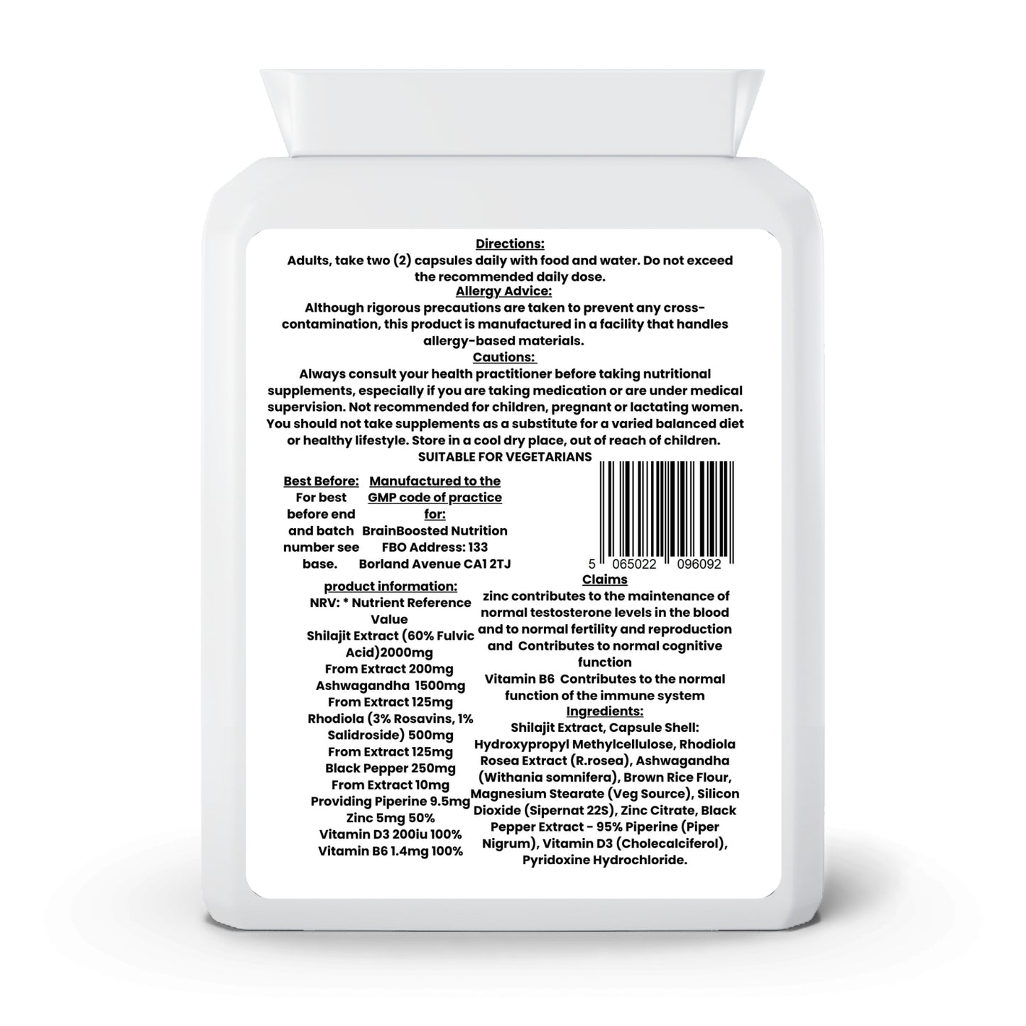 Shilajit + Ashwagandha + Rhodiola – Adaptogen Energy & Brain Vitality – 90 Capsules - BrainBoosted Nutrition 