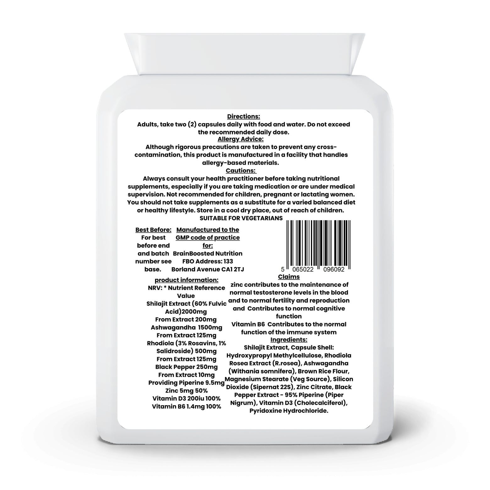 Shilajit + Ashwagandha + Rhodiola – Adaptogen Energy & Brain Vitality – 90 Capsules - BrainBoosted Nutrition 