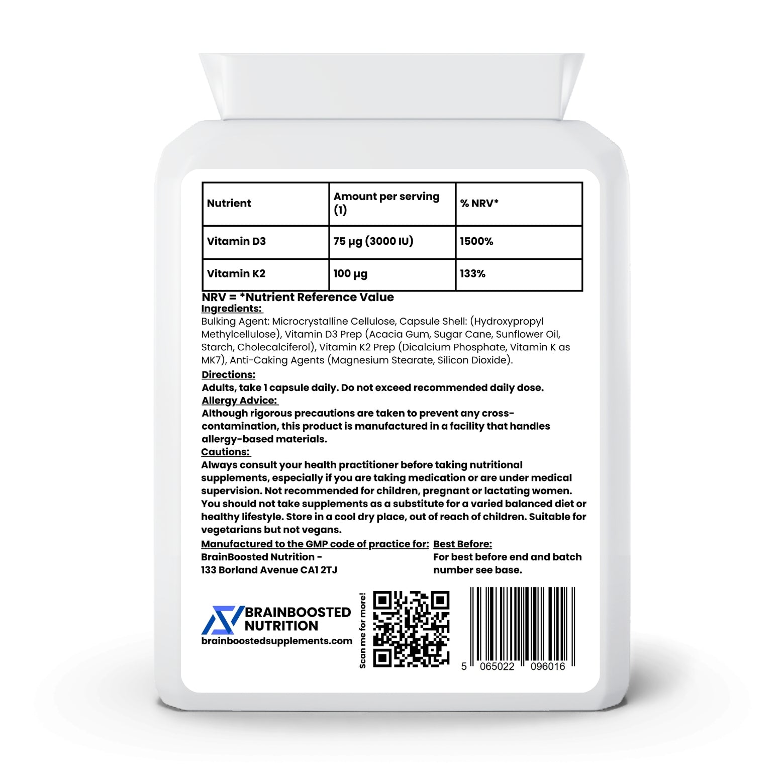 Vitamin D3 + K2 – Strong Bones & Immune Support – 90 Capsules