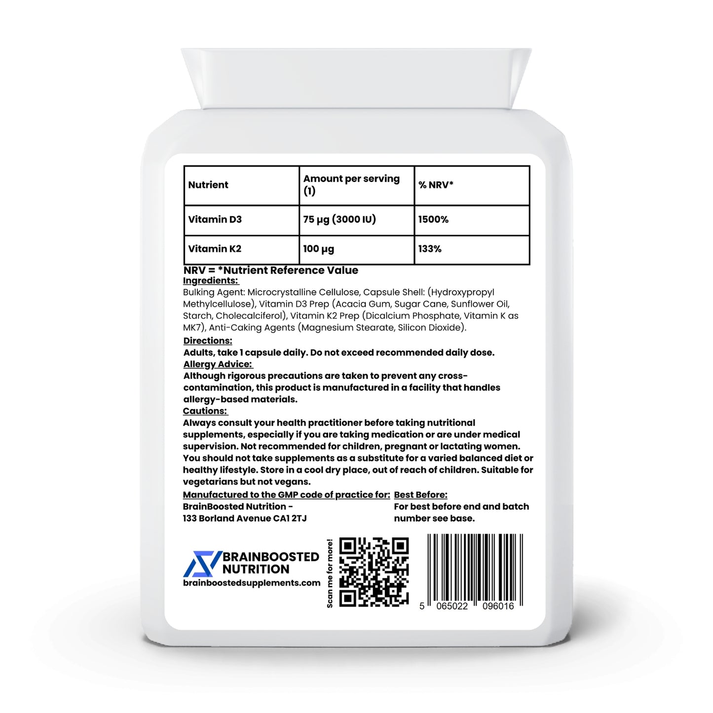 Vitamin D3 + K2 – Strong Bones & Immune Support – 90 Capsules