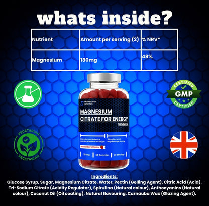 Magnesium Gummies 180mg Elemental Berry Flavour - 60 Gummies