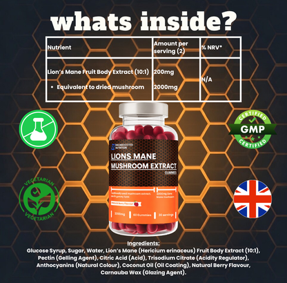 Lion's Mane Mushroom Gummies 2000mg - 60 Gummies