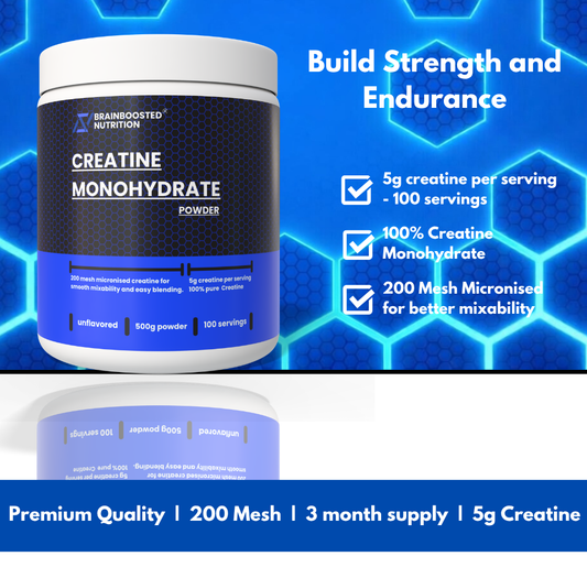 Micronized Creatine Monohydrate Powder 200 Mesh 5g servings - 500g Tub (100 Servings)
