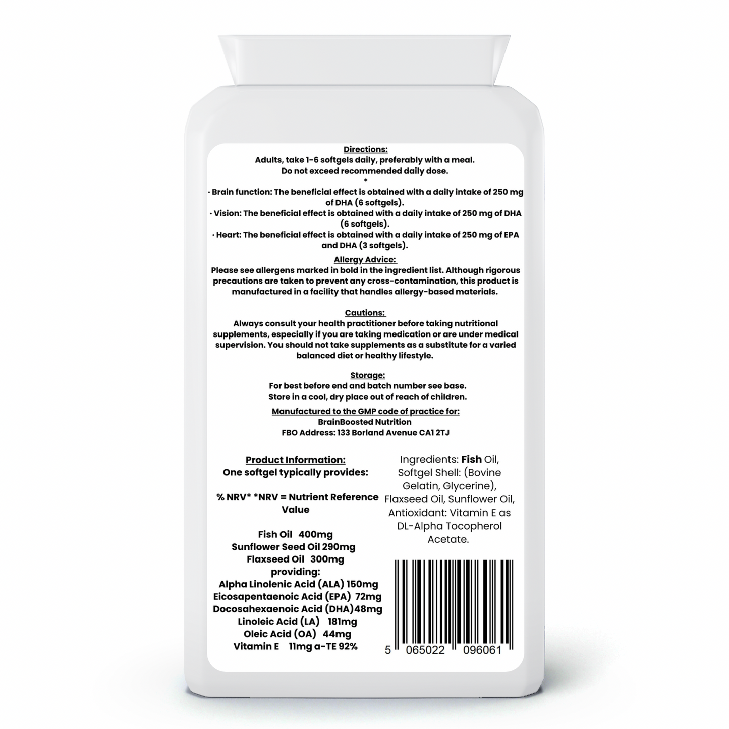 Omega 3, 6 & 9 – Brain, Heart & Vision Support – 90 Softgels - BrainBoosted Nutrition 