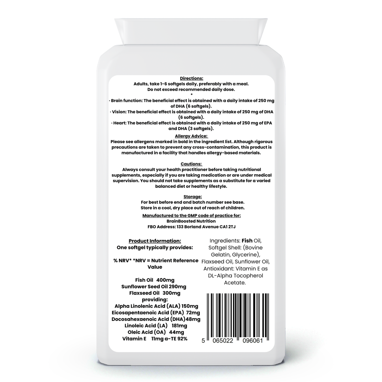 Omega 3, 6 & 9 – Brain, Heart & Vision Support – 90 Softgels - BrainBoosted Nutrition 