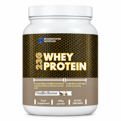 Whey Protein Powder, Vanilla Flavour, 23g Protein, 20 full servings, 600g tub