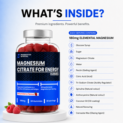 Magnesium Gummies 180mg Elemental Berry Flavour - 60 Gummies