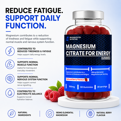 Magnesium Gummies 180mg Elemental Berry Flavour - 60 Gummies