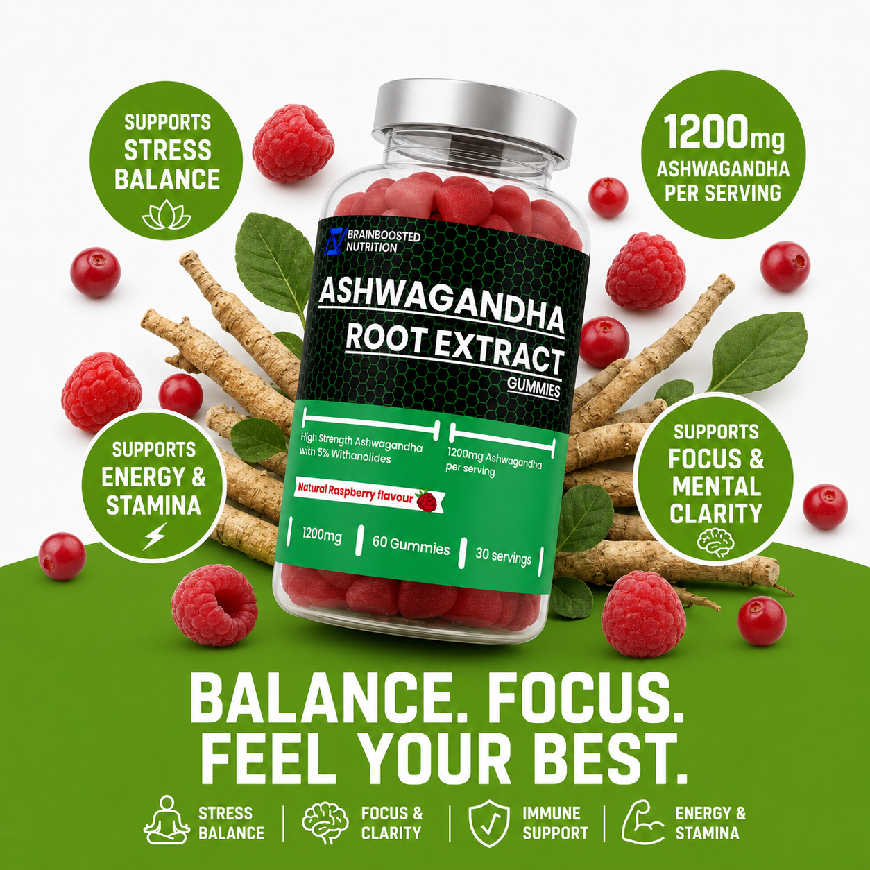Gummies Trio Bundle – Ashwagandha, Magnesium & Lions Mane Gummies | 180 Gummies | Daily Wellness Stack