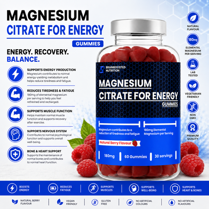 Magnesium Gummies 180mg Elemental Berry Flavour - 60 Gummies