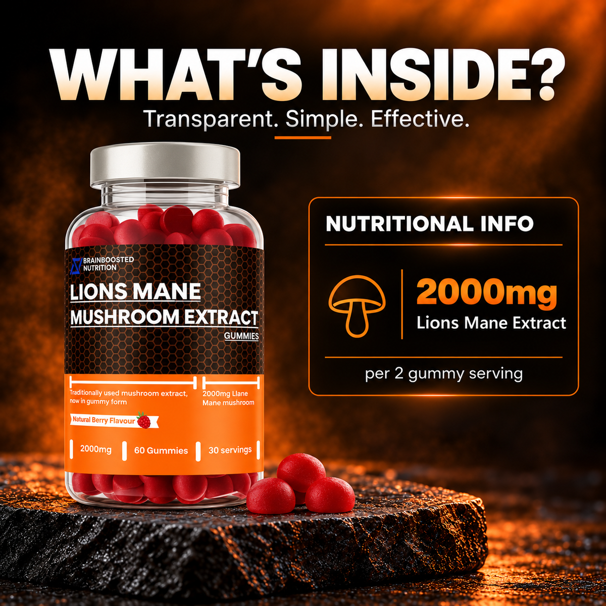 Lion's Mane Mushroom Gummies 2000mg - 60 Gummies