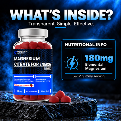 Magnesium Gummies 180mg Elemental Berry Flavour - 60 Gummies