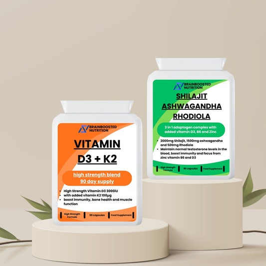 Brain Health + Immunity Support Stack – Brain Energy, Stress Resilience & Bone Health – 2 x 90 Capsules - BrainBoosted Nutrition 