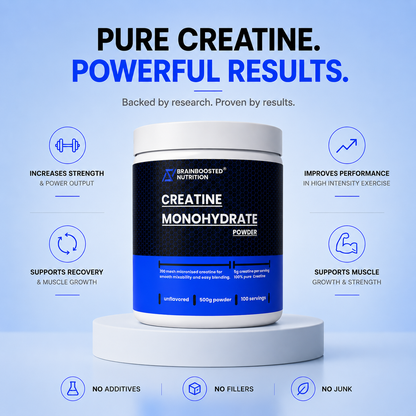 Micronized Creatine Monohydrate Powder 200 Mesh 5g servings - 500g Tub (100 Servings)