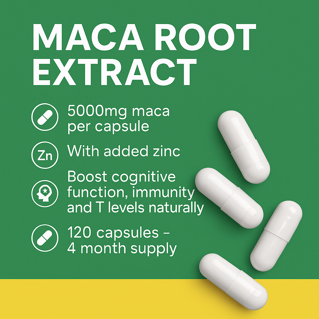 Maca Root Extract- Brain + Vitality Support – 120 Capsules