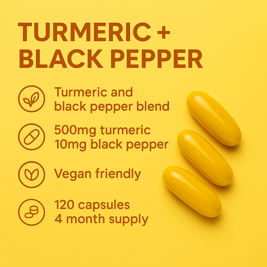 Turmeric & Black Pepper – High-Absorption Joint & Wellness Support – 120 Capsule