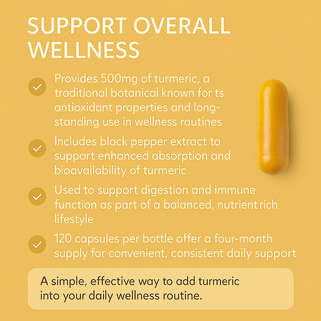 Turmeric & Black Pepper – High-Absorption Joint & Wellness Support – 120 Capsule