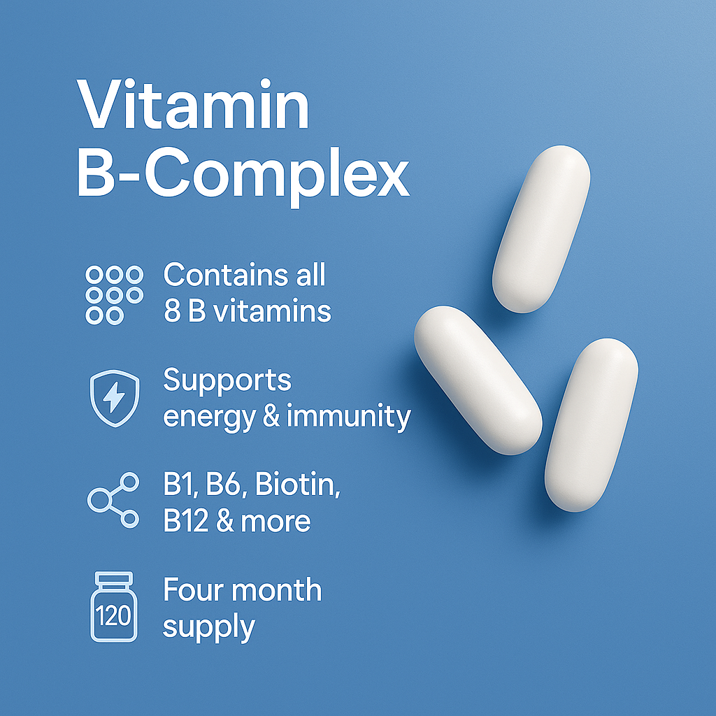 Vitamin B-Complex + Energy & Brain Support – 120 Capsules