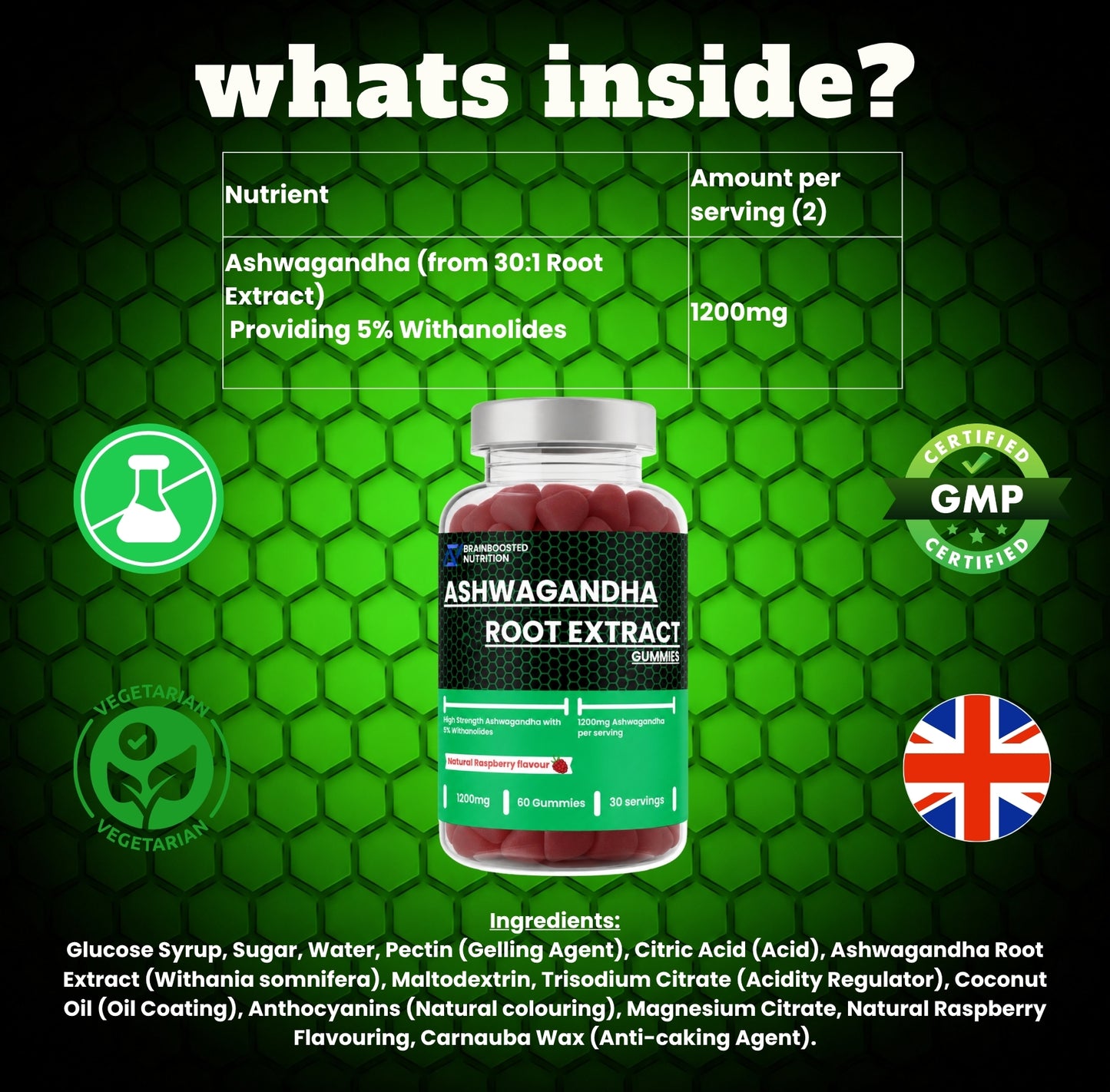 Ashwagandha Root Extract Gummies - 60 gummies with 5% withanolides